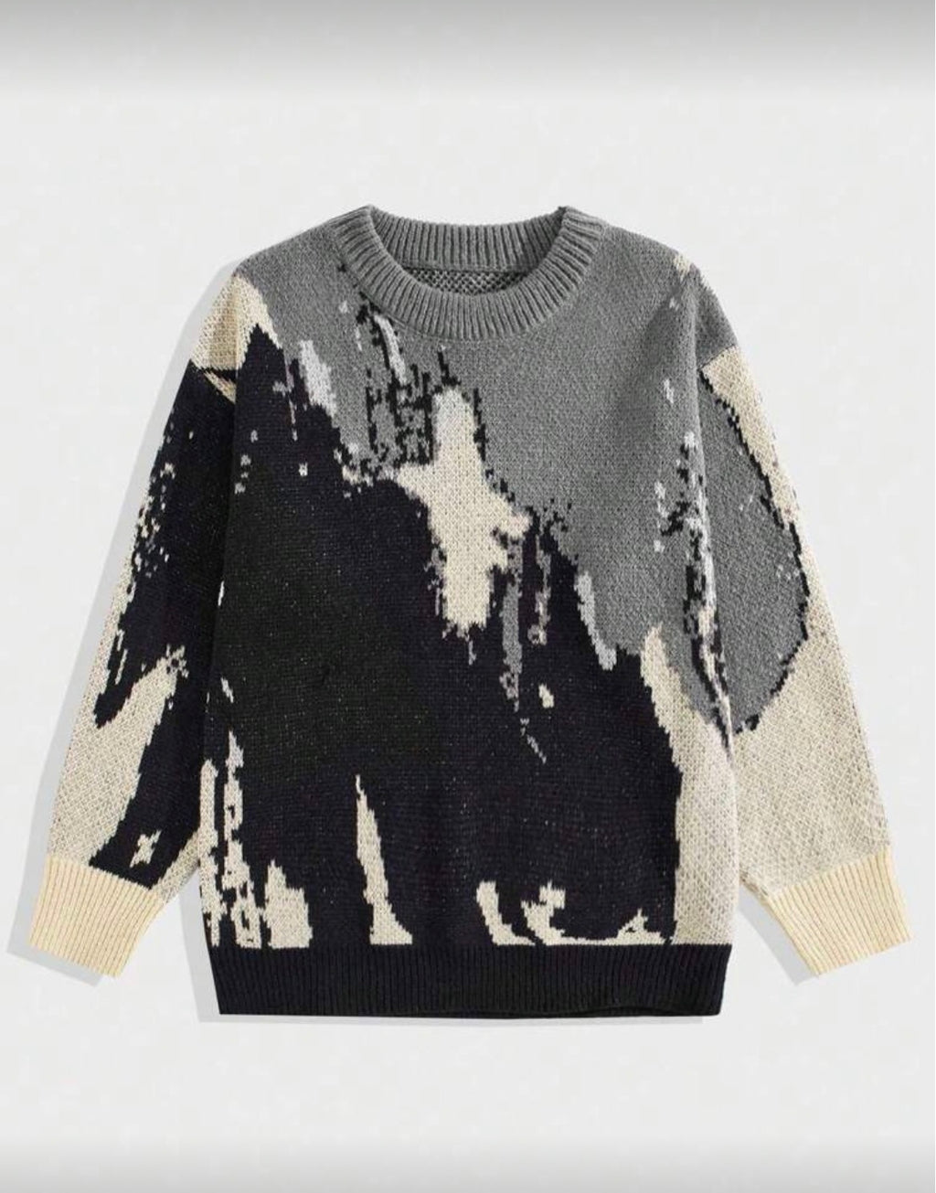 STARLY “Monochrome Rift” Knit Sweater