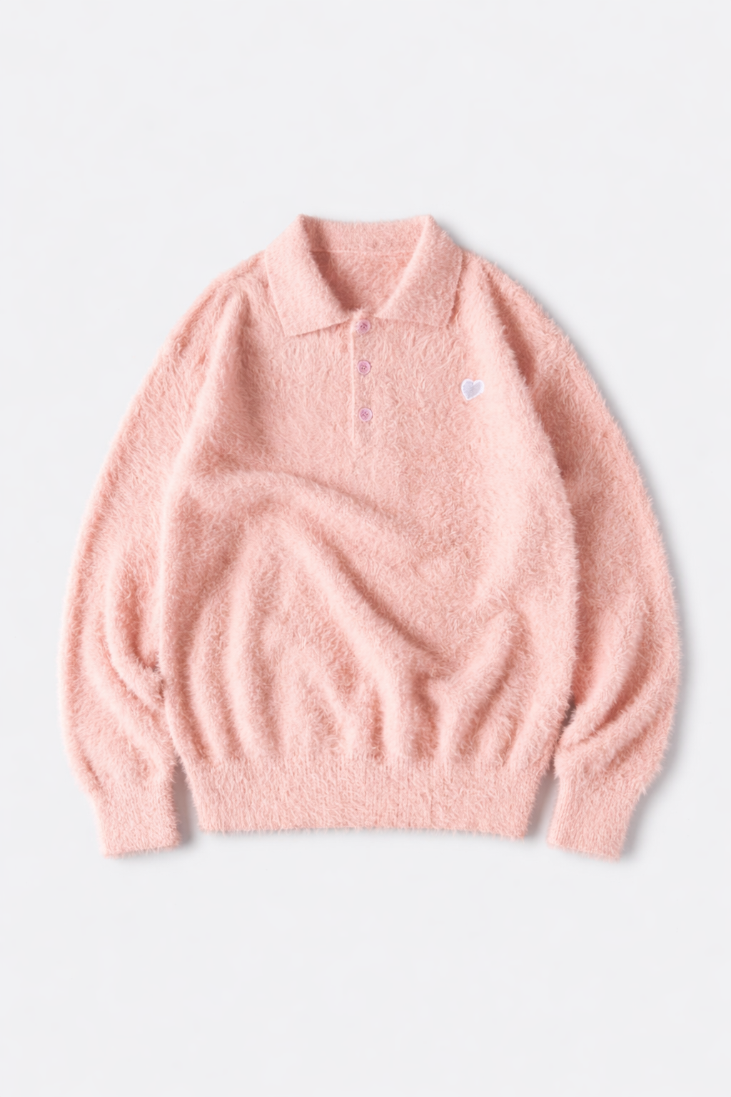 STARLY Pink Fuzzy Polo Sweater