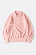 STARLY Pink Fuzzy Polo Sweater