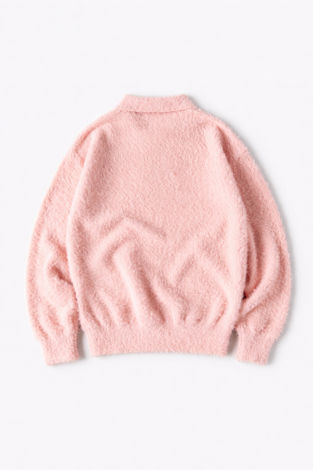 STARLY Pink Fuzzy Polo Sweater