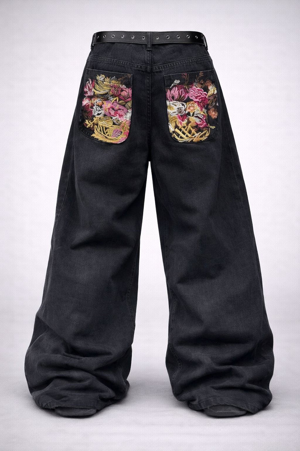 Denim Floral Pockets Jeans